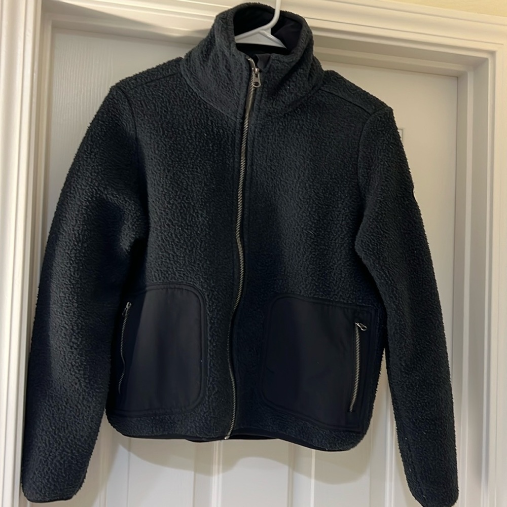 Black Sherpa Zip-Front Jacket - Women's